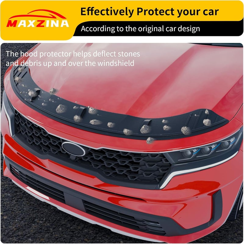 Maxzina Hood Protector Compatible with 2021-2023 Kia Sorento Hood Shield TPE Bonnet Deflector Bug Guard for 2022 Sorento Accessories - Image 5